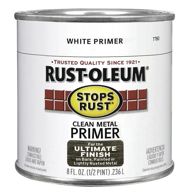 7780-730 Rust-Oleum 7780730 Rustoleum 1/2 Pinte Arrête Apprêt à la Rouille, 8 Onces, Métal Plat Blanc Propre