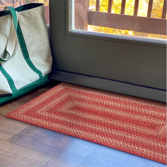 Homespice 20x30 Red Rect. Braided Rug. Apple Pie Red Jute Rug. Uses- Entryway Rugs, Kitchen Rugs, Bathroom Rugs. Reversible, Rustic, Country, Primitive, Farmhouse Decor Rug
