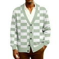 thumbnail image 2 of QHRMKOG Men Cardigan Relaxed Fit Color Block Argyle Graphic Cardigan Sweaters Vintage Long Sleeve V Neck Button Up Cardigan Fall Fashion Knitted Ribbed Sweaters Green M, 2 of 7