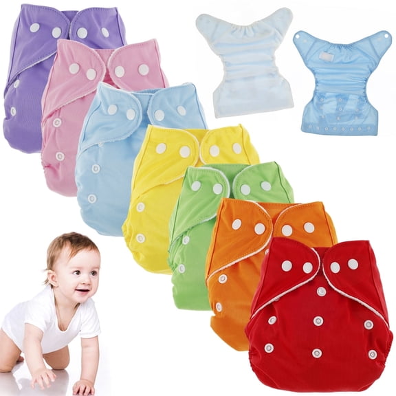 NUAHRHY 7pcs Baby Cloth Nappies Reusable Pocket Nappy Washable Adjustable Cloth Diapers for Baby Infants Boys Girls