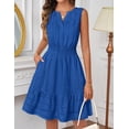 thumbnail image 4 of Merokeety Summer Dress for Women V Neck Flowy Vacation Mini Dress with Pockets Royalblue l, 4 of 5