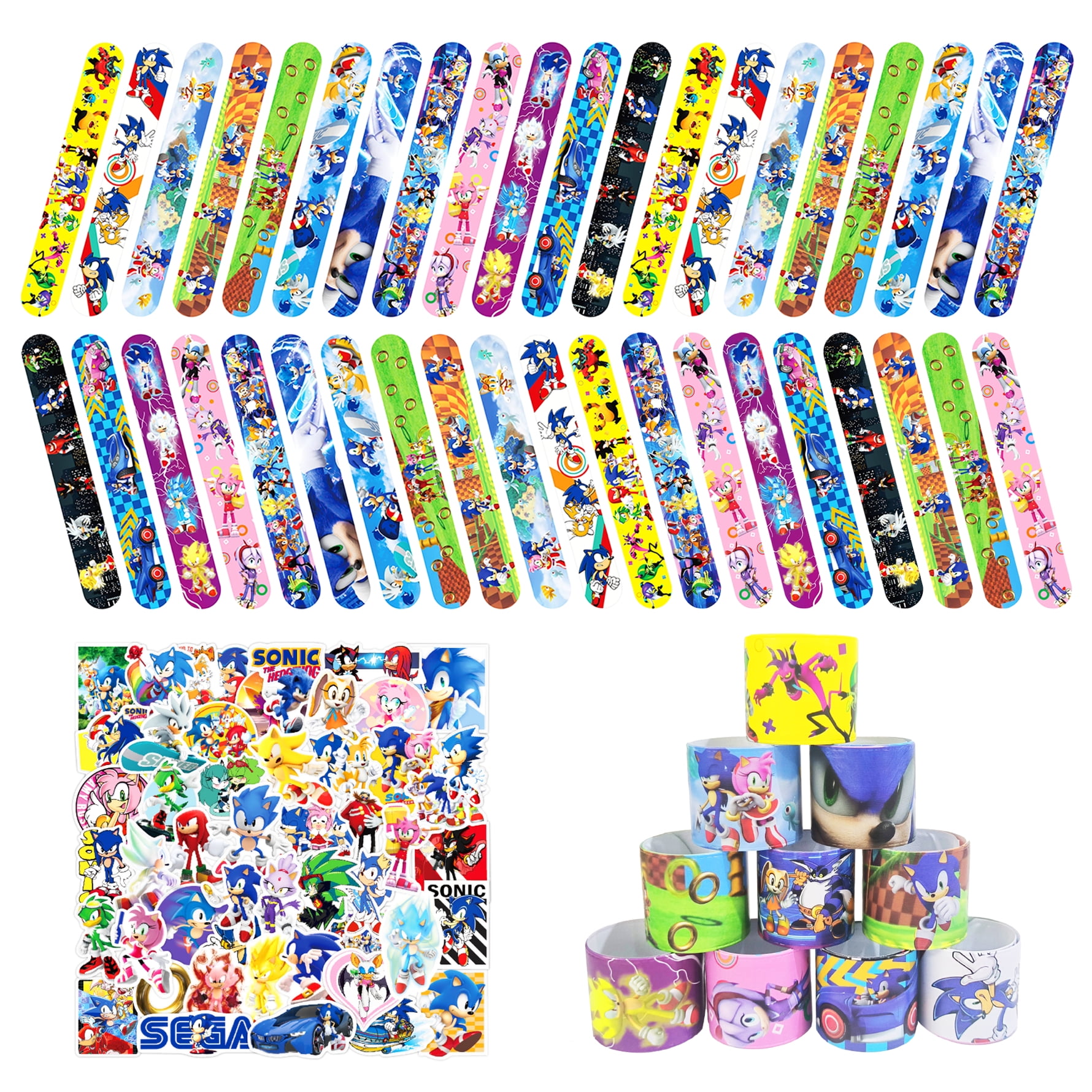 90Pcs Sonic Slap Bracelet Set, 40 Pcs Sonic Bracelets & 50 Pcs