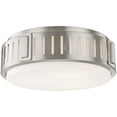 thumbnail image 2 of 3 Light Brushed Nickel Ceiling Light fixture with Hand Blown Satin Opal White Glass Shade, 2 of 6
