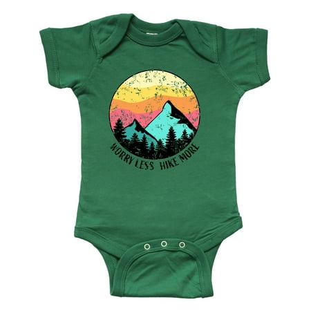 

Inktastic Worry Less Hike More Mountains at Sunset Distressed Gift Baby Boy or Baby Girl Bodysuit