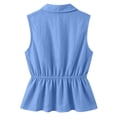 thumbnail image 2 of cocolona Womens Summer Linen Tank Tops Peter Pan Collar Button Sleeveless Pleated Shirts Dressy Casual Solid Color Blouses, 2 of 3