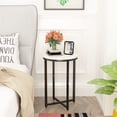 thumbnail image 2 of AWQM Round Side Table, 2-Piece Faux Marble End Table with Metal Frame,Small Coffee Table,Modern Accent Table Nightstand Home Decor for Living Room Bedroom Office,Black+White, 2 of 6