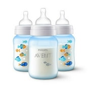 Philips Avent Anti Colic Bottle, BPA Free, 3 Wide Neck Bottles, Special Edition Sea Turtle Design, BLUE, 9 Oz SCF407/35