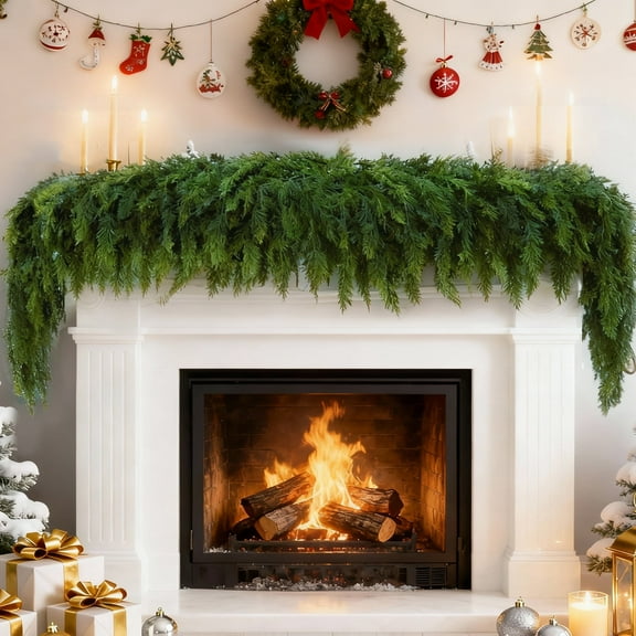 Inadays 6 Ft Christmas Garlands Norfolk Pine Garland Real Touch Artificial Faux Greenery Garland Xmas Decorations Holiday Indoor Outdoor Decor for Table Mantel Porch Wall