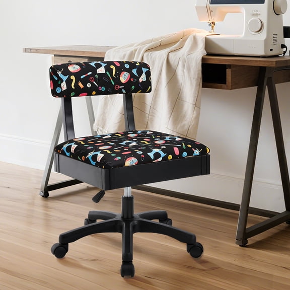 Adjustable Height Sewing Chairs, Crafting Chair with Wheels, Back Support, and Under Seat Storage - Perfect for Your Craft Room Furniture and Sewing Machines