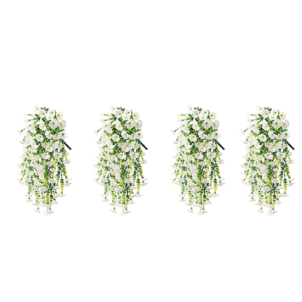 HWRETIE - Enredadera artificial de gloria de la mañana,eucalipto de 5 tenedores,planta de imitación de seda,ratán para colgar en la pared de casa o boda,75 cm,4 unidades