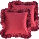 thumbnail image 1 of SZTXJ Shabby Chic Velvet Cushion Cover Set of 2 Burgundy Red Decorative Sofa Winter Solid Color Pillow Case with Ruffles 50x50 cm Decoration Velor Cus, 1 of 4