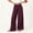 Wine, variant on Asgosdo Cotton Pants for Women High Elastic Waisted Side Tie Wide Leg Trousers Flowy Breathable Palazzo with Pockets