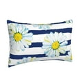 thumbnail image 2 of Bingfone Daisy Striped Nautical Standard Size Pillowcase, Long Staple Pure Cotton Envelope Closure Pillow Cover,16"X24", 2 of 9