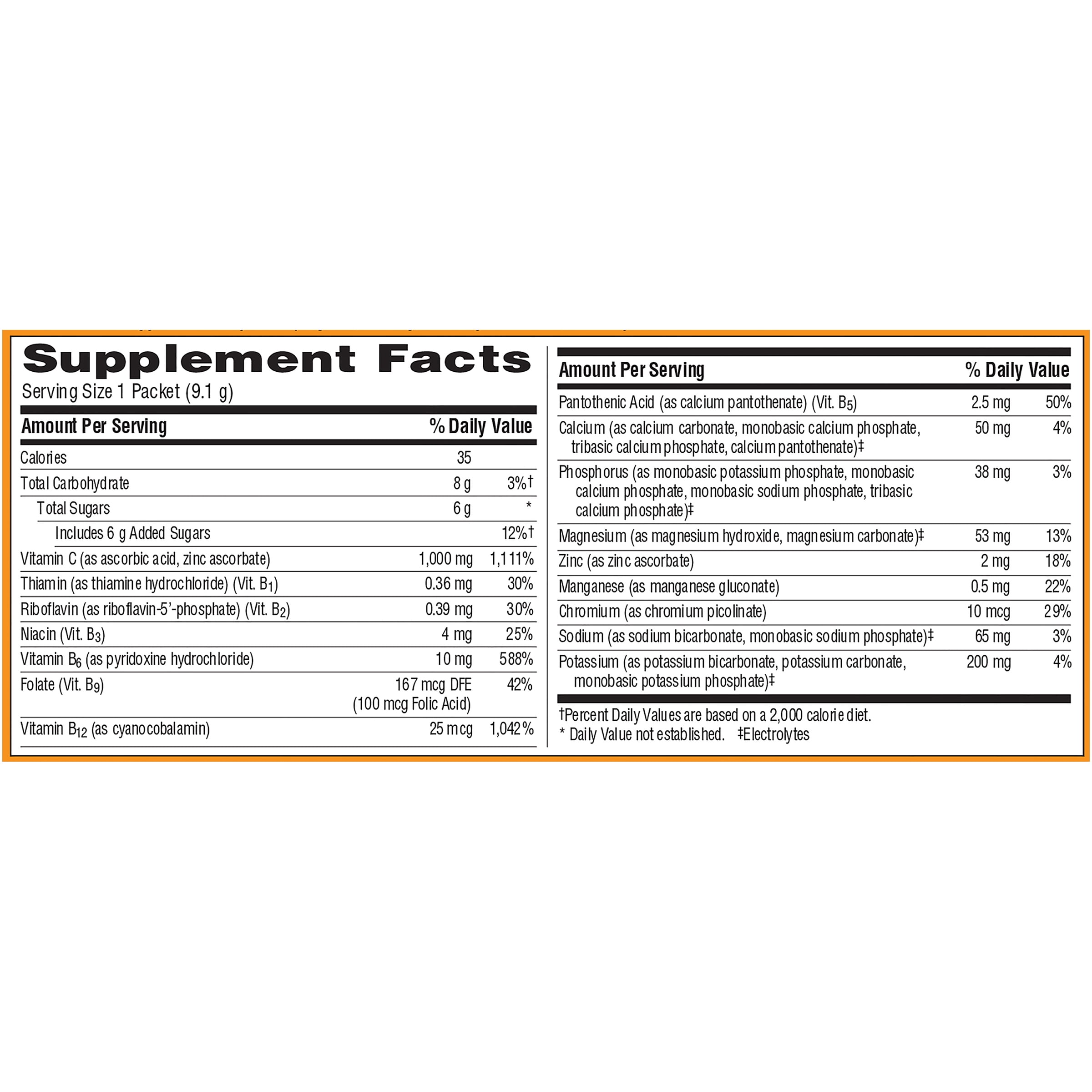 Emergen-C Vitamin C Supplement Super Orange Drink Mix, 1000 mg, 0.33 Oz., 33 Count