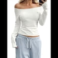 thumbnail image 3 of Blusas de Larga con Hombros Descubiertos para Mujer, Lindas y Básicas, para Salir, Estilo Otoño Y2K. M, 3 of 9