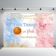 thumbnail image 2 of Free Throws or Bows Gender Reveal Beautiful Backdrop Basketball Gender Reveal Baby Shower Party Decorations Supplies Blue Pink Watercolor Photography Background Banner Cake Table Studio Props, 2 of 3