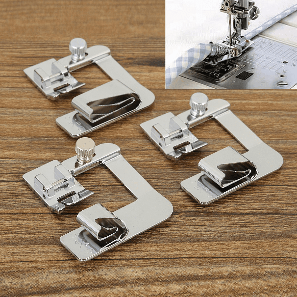 Gprince 3pcs Set Home Sewing Machine Foot Presser Rolled Hem Feet For Brother Singer Sliver 4 8 6 8 8 8 Three Piece Set
