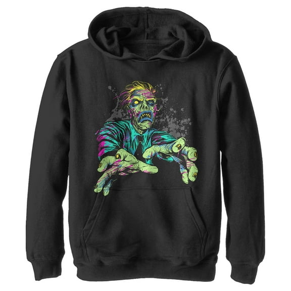 Boy's Lost Gods Halloween Zombie Attack Pull Over Hoodie Black X Large