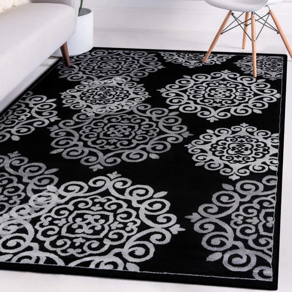 Luxe Weavers Floral Medallion Gray 8x10 Oriental Area Rug, Indoor Carpet