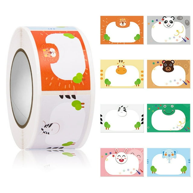 Coofit Autocollant d'Étiquette de Nom Coloré - 350 Pcs Étiquettes de Nom Mignonnes Unies Autocollants Bordés