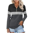 thumbnail image 6 of Lmnyox Women's Golf Shirts Quarter Zipper Long Sleeve Dressy Tops Lapel Collar Color Block Casual Blouses, 6 of 7