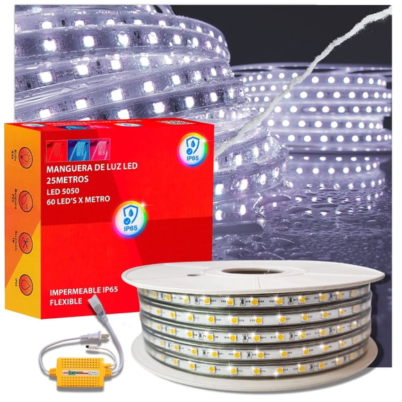 Manguera LED unicolor DOSYU 25 metros blanco FRÍO 60 Leds 5050 por metro