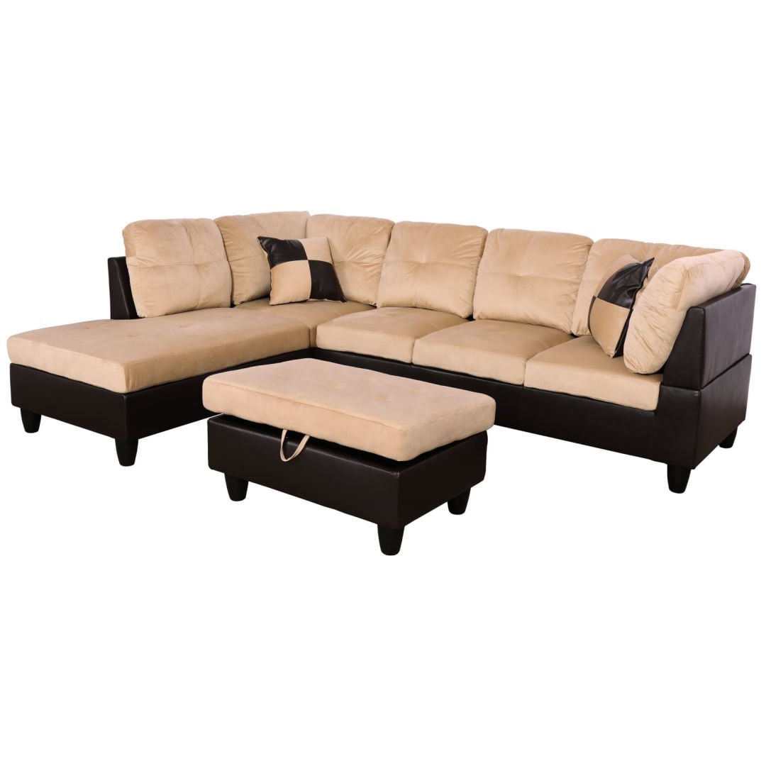 Hommoo Sectional Sofa Couch Free Combination Sectional Couch, L Shaped Sectional Sofa, Modern Sofa Set for Living Room, Dark Brown(Without Ottoman)