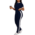 thumbnail image 5 of Women's 2 Piece Outfits Short Sleeve Tops Sweatpants Colorblock Bodycon Lounge Sets Tracksuit Deep Blue M, 5 of 7