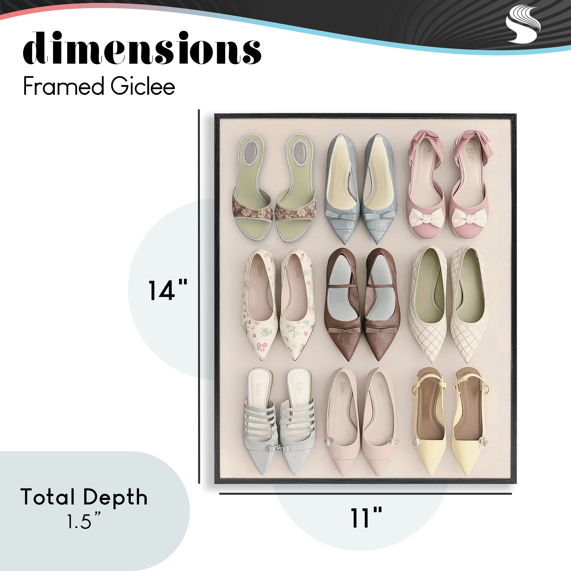 Beatrice's Closet Shoes Black Framed Giclee Art, design by Annabelle Hall