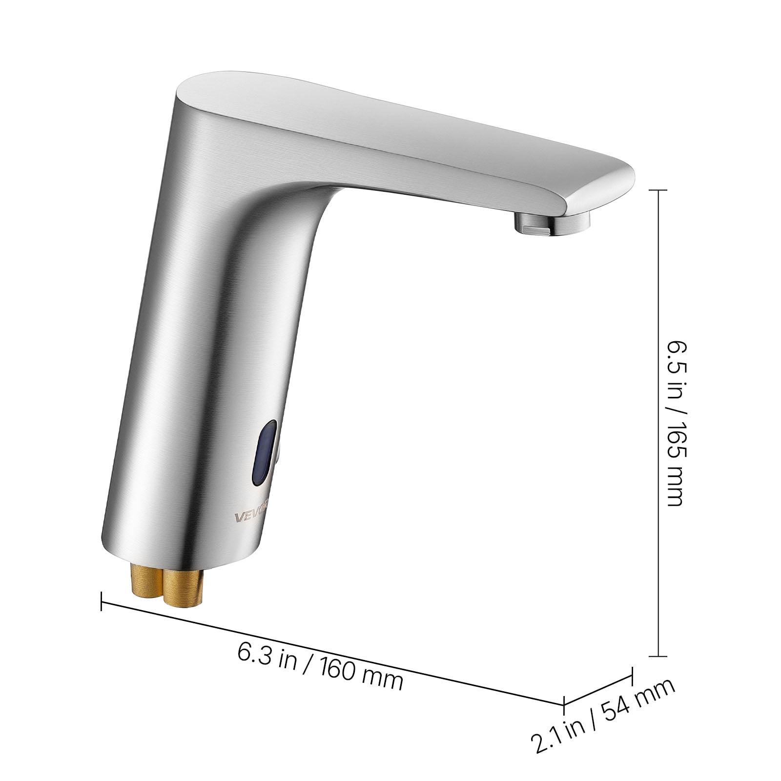 VEVOR Touchless Bathroom Sink Faucet, Automatic Motion Sensor Restroom Toilet Faucet, HandsFree Adjustable Cold Hot Single Handle Water Mixer Battery Operated for 9/16 in Pipe,Brushed Nickel Silver
