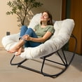 thumbnail image 4 of Ktaxon Oversized Rattan Papasan Chair,  Steel Wicker Rocking Seating with Thick Padded Cushion for Patio, Living Room, Backyard, Porch, Beige, 4 of 11