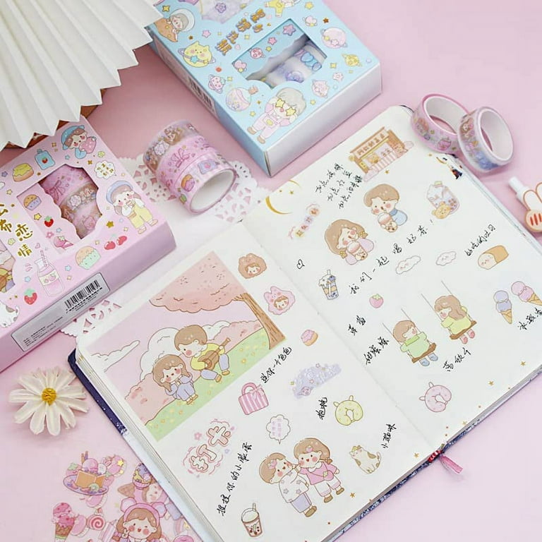 DanceeMangoos Kawaii Washi Tape Set - 7 Packs Cute Washi Paper Masking Tape  Set, DIY Decorative Sticker for Journaling, Scrapbooking, Crafts, School  Stationary Stuffs for Back to School 