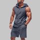 thumbnail image 2 of Hombres Chaqueta Casual Color Sólido Versátil Botón Solapa Algodón Lino sin Mangas Superior, Chaquetas de Ropa Exterior Casual con Capucha, 2 of 7