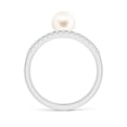 thumbnail image 2 of ANGARA Freshwater Cultured Pearl Dual Shank Ring with Diamonds in 14K White Gold for Women | June Birthstone, Birthday, Anniversary, Jewelry Gift for Women | Pearl Ring, 2 of 8