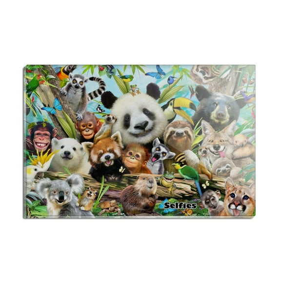 Animal Buddies Selfie Panda Polar Bear Sloth Lemur Toucan Rectangle Acrylic Fridge Refrigerator Magnet