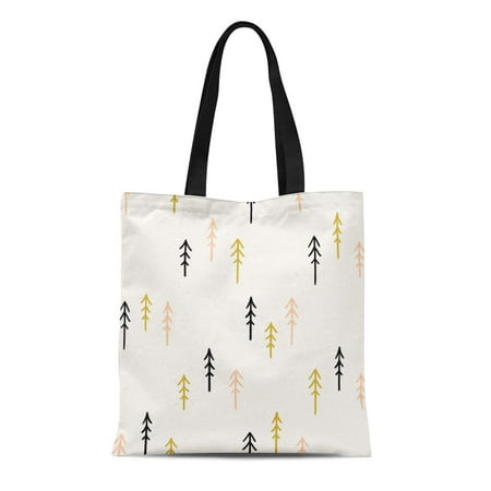 LADDKE Canvas Tote Bag Christmas Triangles Pattern Abstract and Scandinavian in Tree Geometric Reusable Shoulder Grocery Shopping Bags Handbag