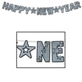 thumbnail image 2 of Black and Silver Glittered Happy New Year Streamer, 8½" x 8', 2 of 2