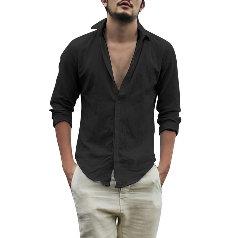 adviicd Button Down Shirt Men Men's PFG Tamiami Ii UPF 40 Long Sleeve  Fishing Shirt Black 2XL