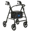 Medline Lightweight Aluminum Rollator, Folding Rolling Walker, 8" Wheels, 300lb Weight Capacity, Black Frame