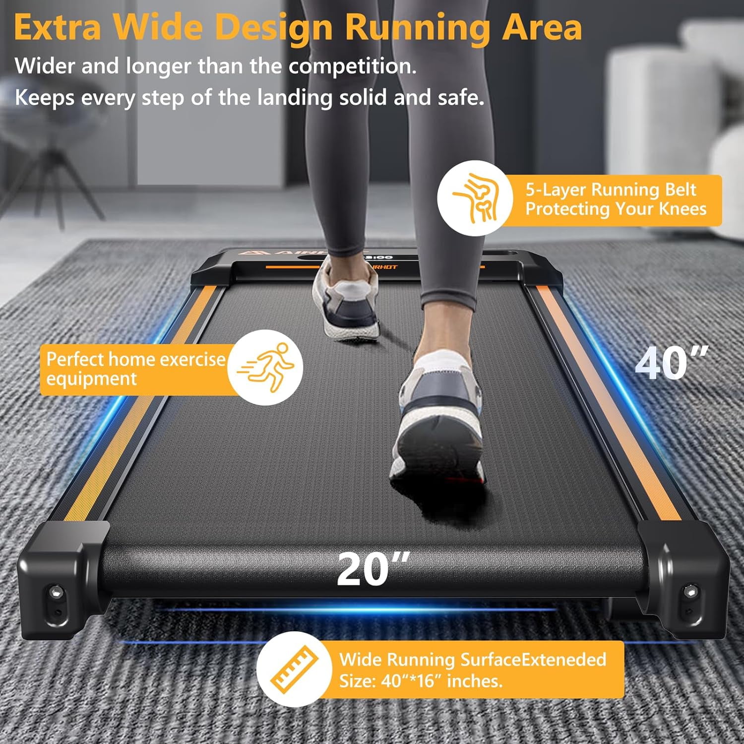 AMZFUN Under Desk Treadmill, Walking Pad 2 in 1 for Walking and Jogging (Black)