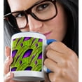 thumbnail image 2 of 3drose, Pattern of Abstract Purple Leaves, Summer Grasses, Mardi Gras Gift, 15oz Two-tone Blue Mug, 2 of 6