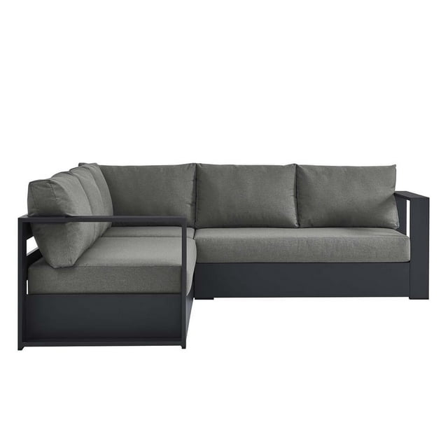 Modway Tahoe Sectionnel de Mobilier de Patio Extérieur 3 Pcs, Gris