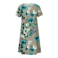 thumbnail image 4 of IROINNID Summer Dresses for Women Women Beach Knee Length Dresses with Round Neck and Short Sleeve Ruffled Floral Summer Outfits Dress, 4 of 5