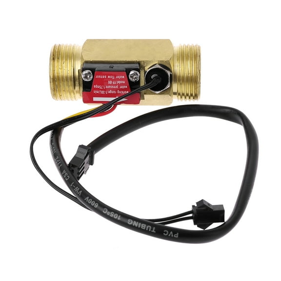 tegongse Water Flow Switch with G3/4" Thread & Temperature Detection Liquid Flow Sensor Switch Quick Connection for Household