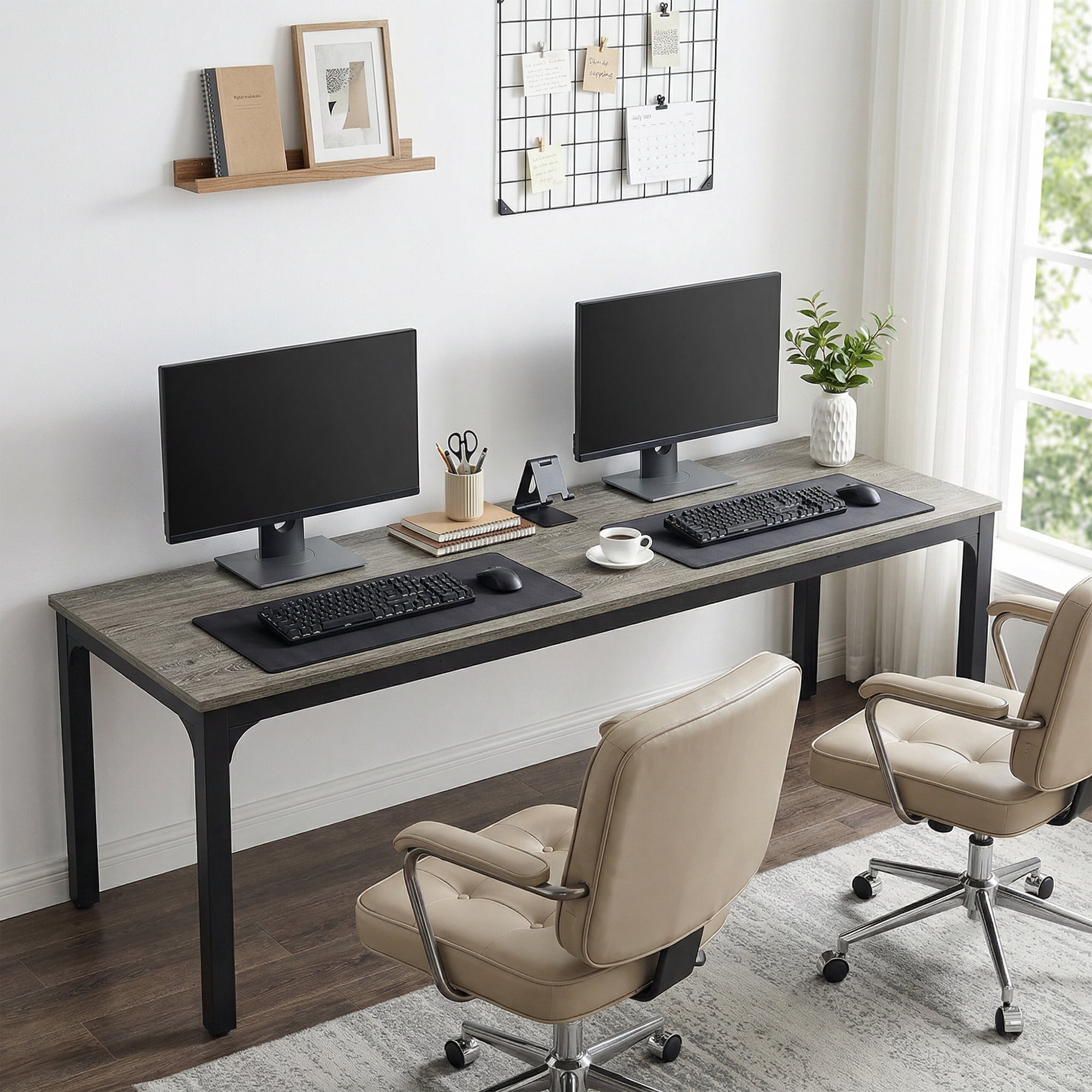 MAYEERTY 78.7" Extra Long Industrial Double Workstation Desk, 2-Person Home Office Desk with Heavy-Duty Metal Frame, 200lbs Capacity MDF Tabletop