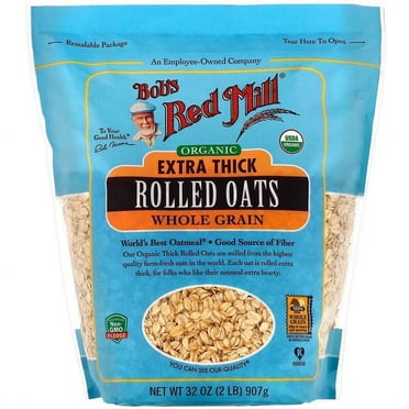 Bob's Red Mill Organic Rolled Oats Extra Thick 32 oz Pack of 2