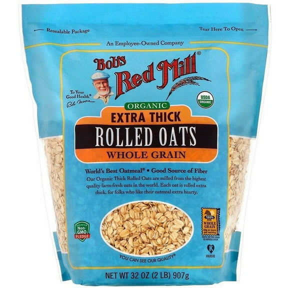 Bob's Red Mill Organic Rolled Oats Extra Thick 32 oz Pack of 2