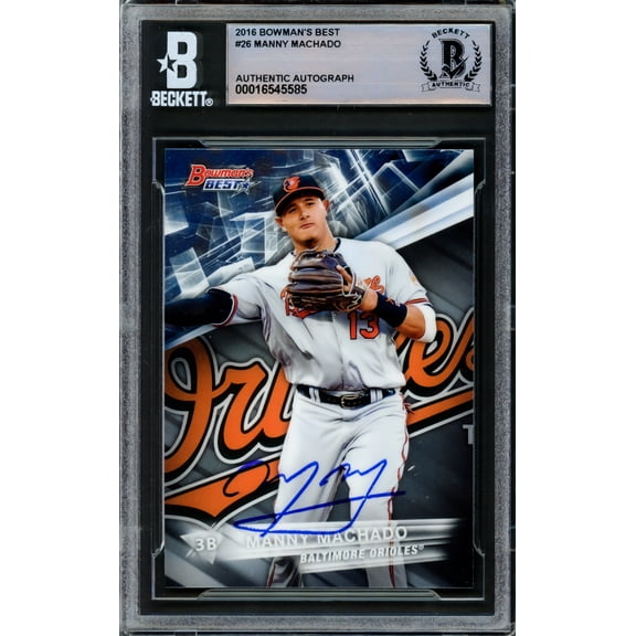 Manny Machado Autographed 2016 Bowman's Best Card #26 Baltimore Orioles Beckett BAS #16545585