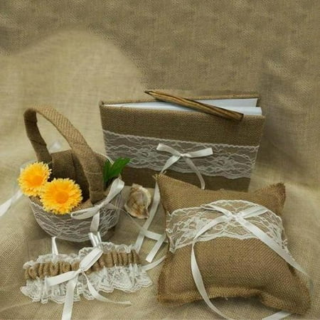 Balsacircle Natural Satin Ribbon Lace Accent On Burlap Flower Girl