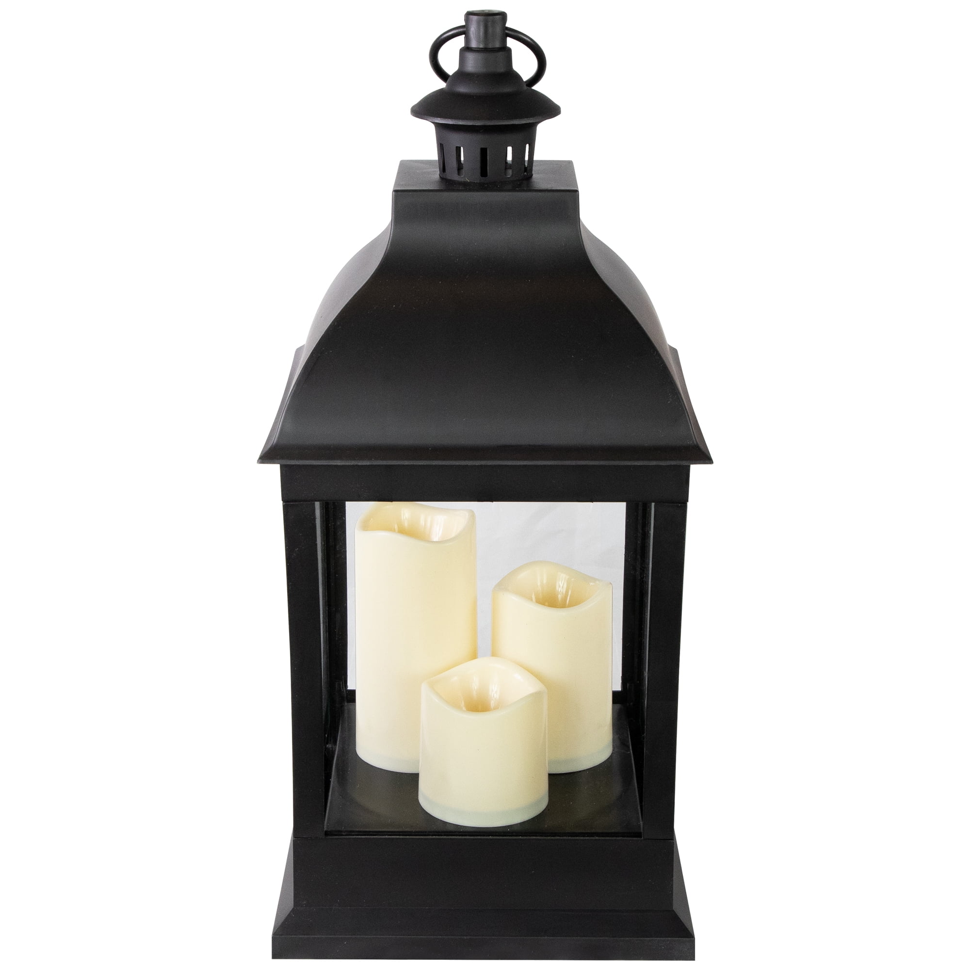 Northlight 20" Black Lantern with 3 Flameless LED Candles